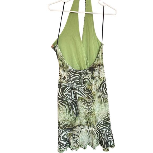 Motel Rocks Yubila Mini Dress In Mesh‎ Cheetah Green Size XL - Picture 4 of 16